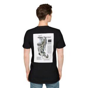 Bold Retro Urban Art Graphic Tee with Edgy Sketch Design on Vibrant Black Shirt